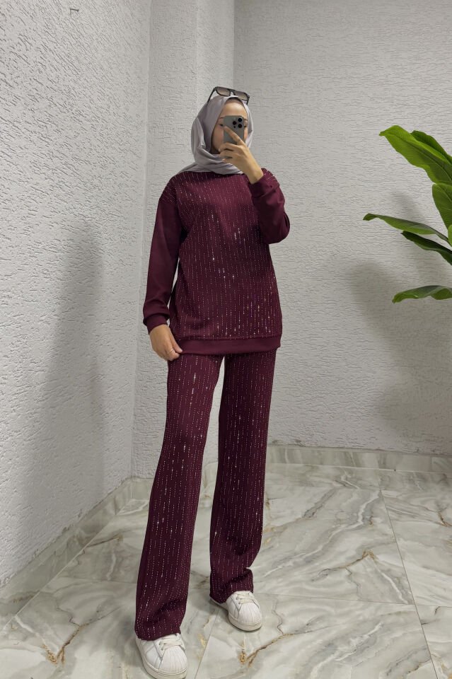 Simli Oysho Takım | Bordo