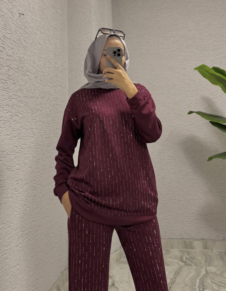 Simli Oysho Takım | Bordo