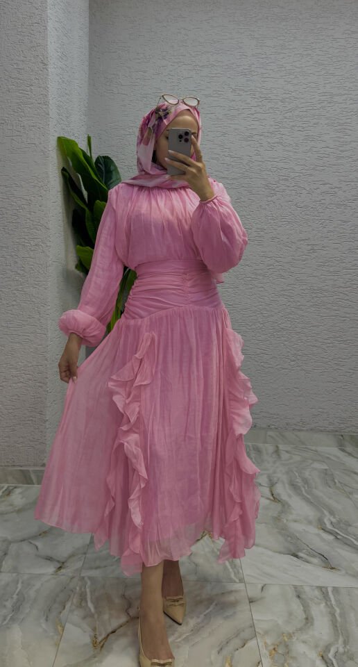 Fırfırlı VUAL Etekli Takım | Pembe