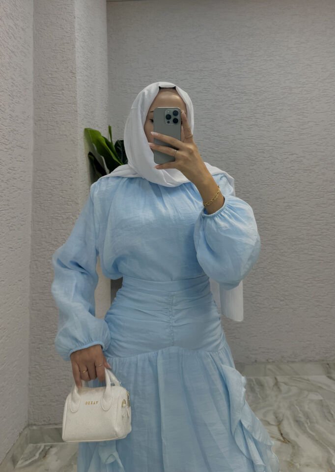Fırfırlı VUAL Etekli Takım | Bebe Mavisi