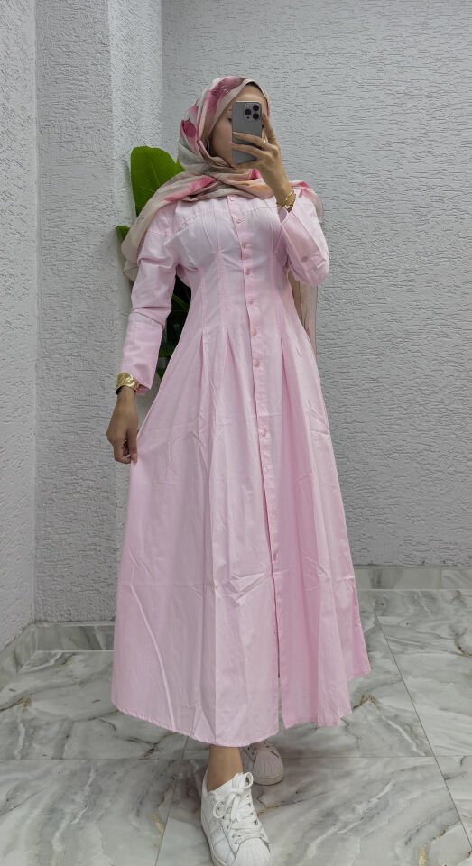 Gömlek Elbise | Pembe